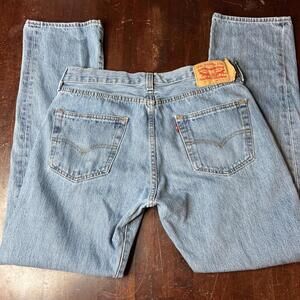 Classic Levis Men's Jeans 501 Button Fly Straight Med WashBlue Denim 2018 33x32